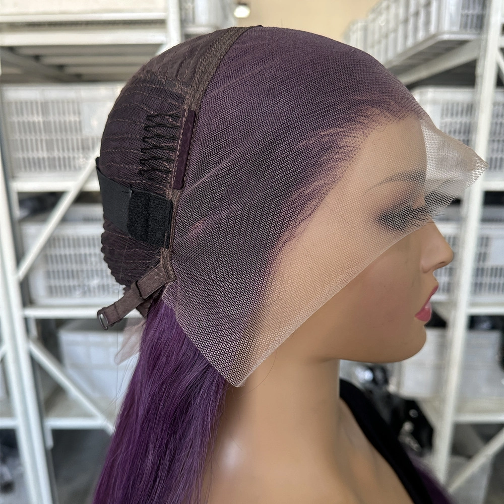 22inch Dark Purple Transparent Lace Frontal Wig Straight Color Wigs
